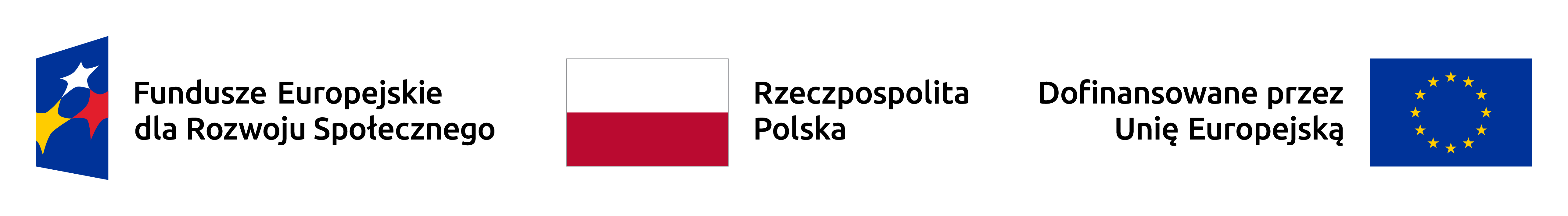 Logotypy: Fundusze Europejskie dla Rozwoju Społecznego, Rzeczpospolita Polska, Dofinansowane przez Unię Europejską.